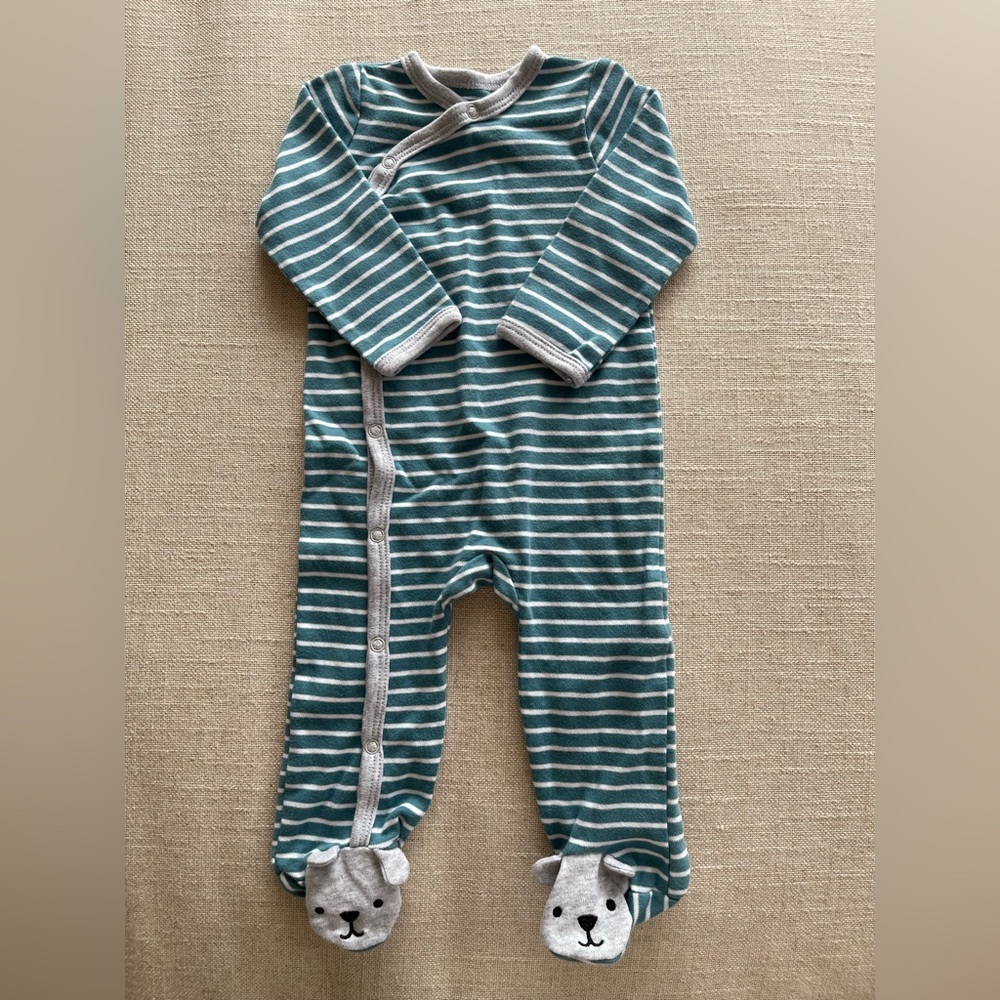 Striped blue and white footie